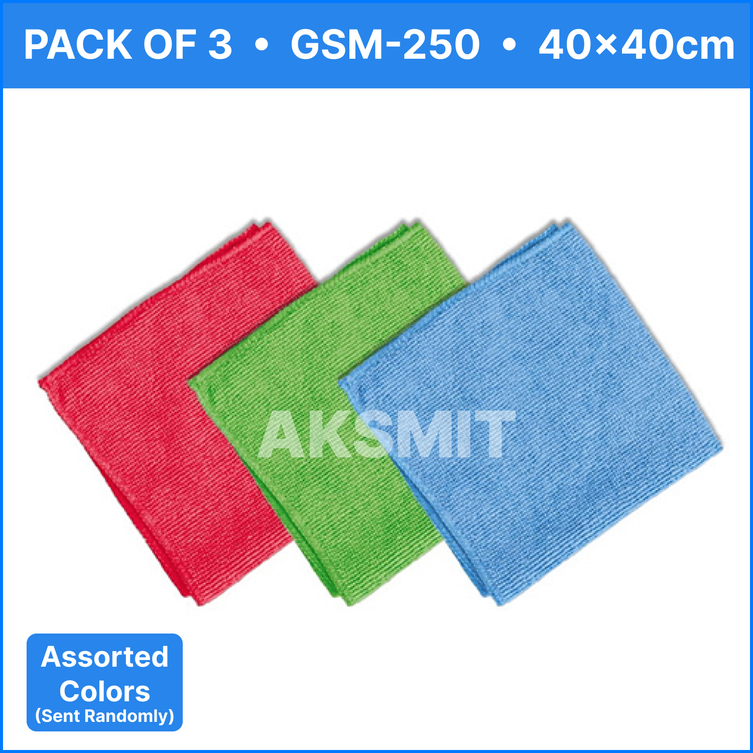     			AKSMIT Multicolor 250 GSM Microfiber Cloth For Automobile ( Pack of 3 )