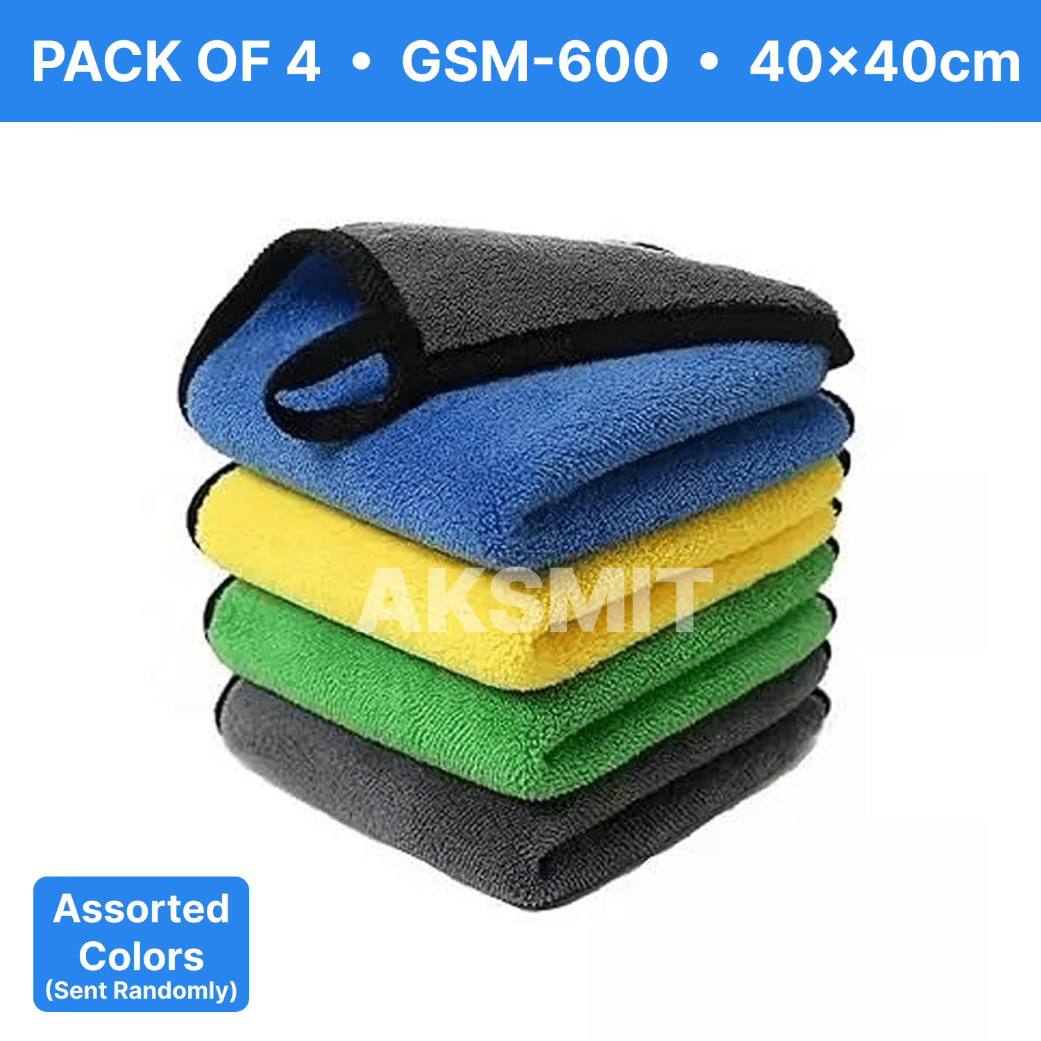     			AKSMIT Multicolor 600 GSM Microfiber Cloth For Automobile ( Pack of 4 )