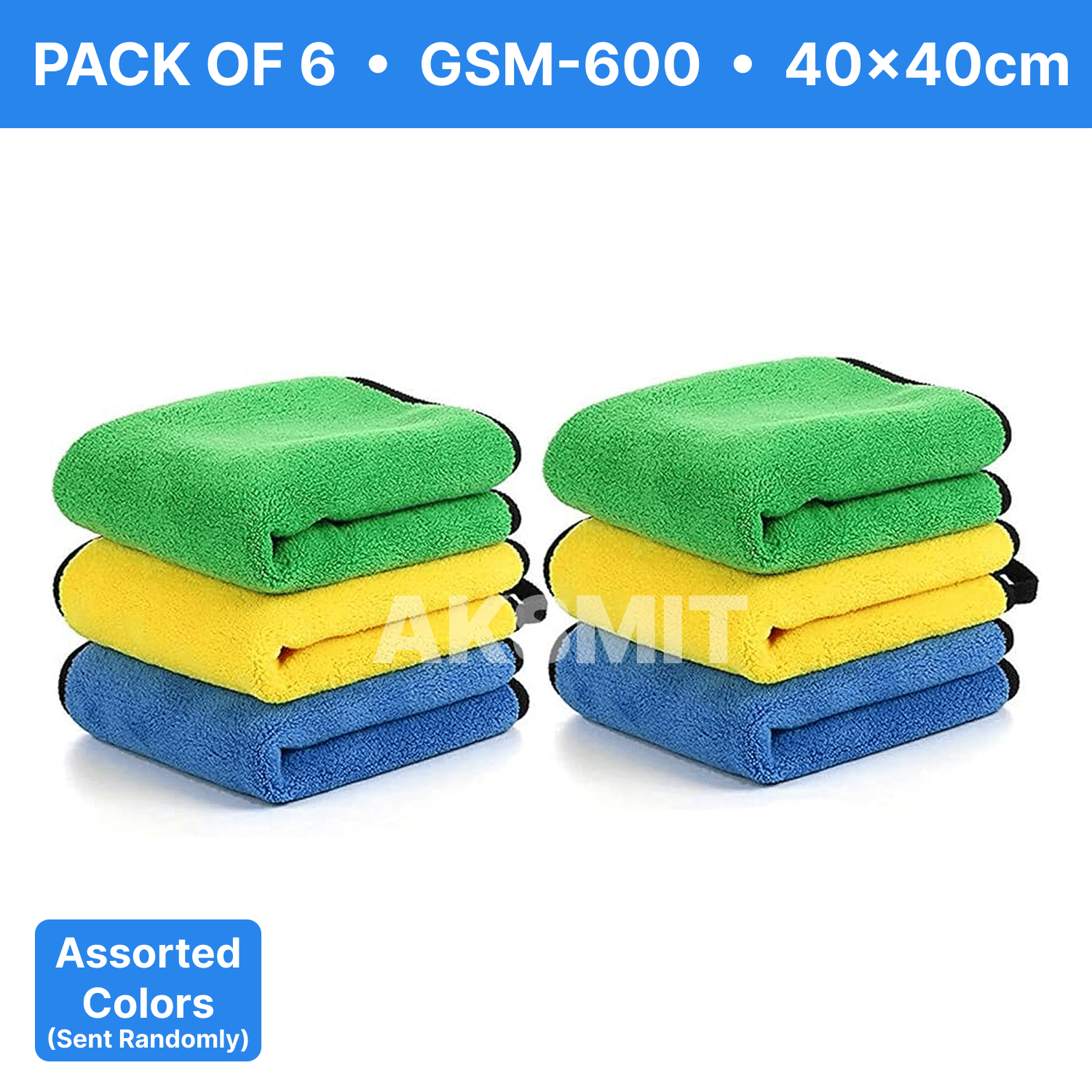     			AKSMIT Multicolor 600 GSM Microfiber Cloth For Automobile ( Pack of 6 )