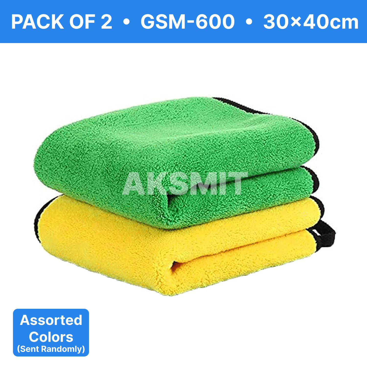     			AKSMIT Multicolor 600 GSM Microfiber Cloth For Automobile ( Pack of 2 )
