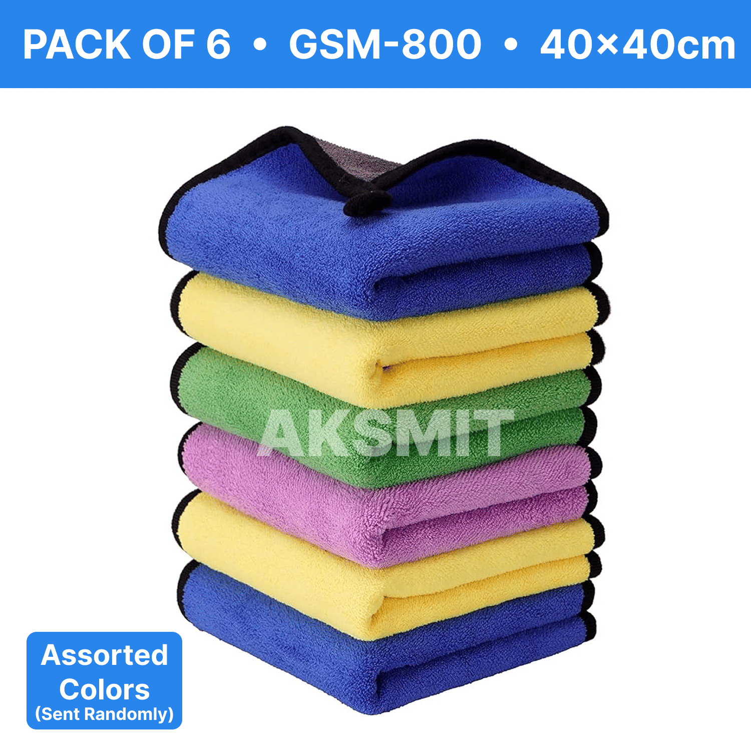     			AKSMIT Multicolor 800 GSM Microfiber Cloth For Automobile ( Pack of 6 )