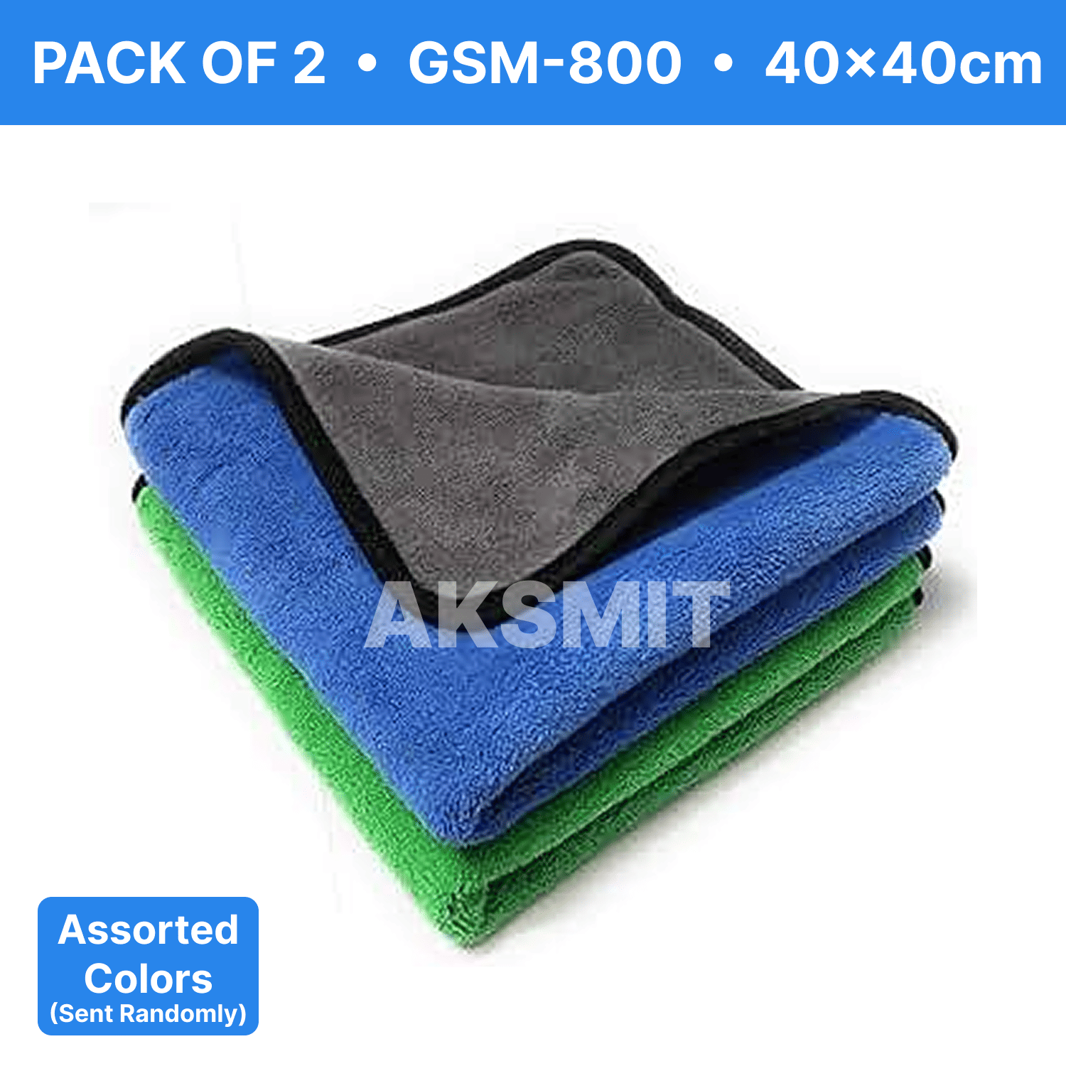     			AKSMIT Multicolor 800 GSM Microfiber Cloth For Automobile ( Pack of 2 )
