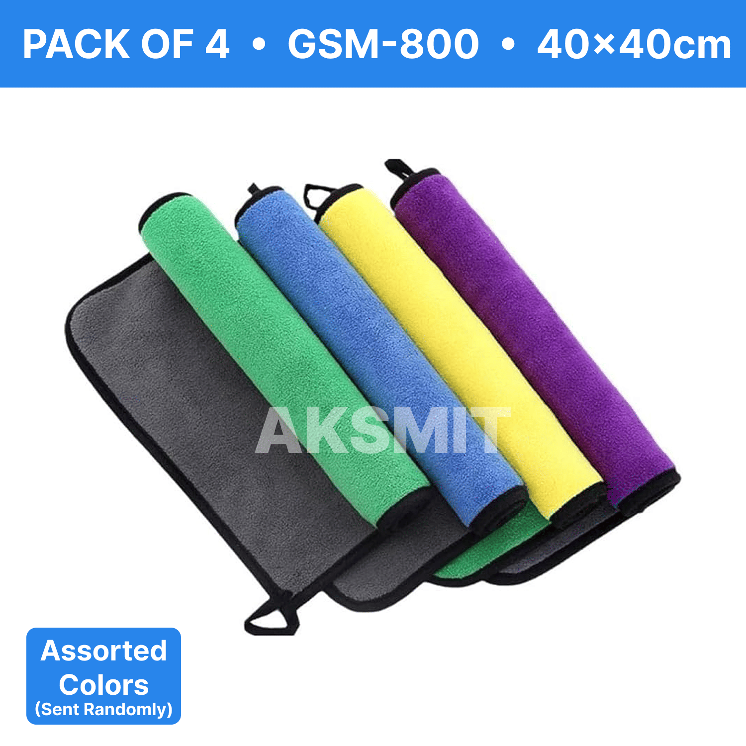     			AKSMIT Multicolor 800 GSM Microfiber Cloth For Automobile ( Pack of 4 )