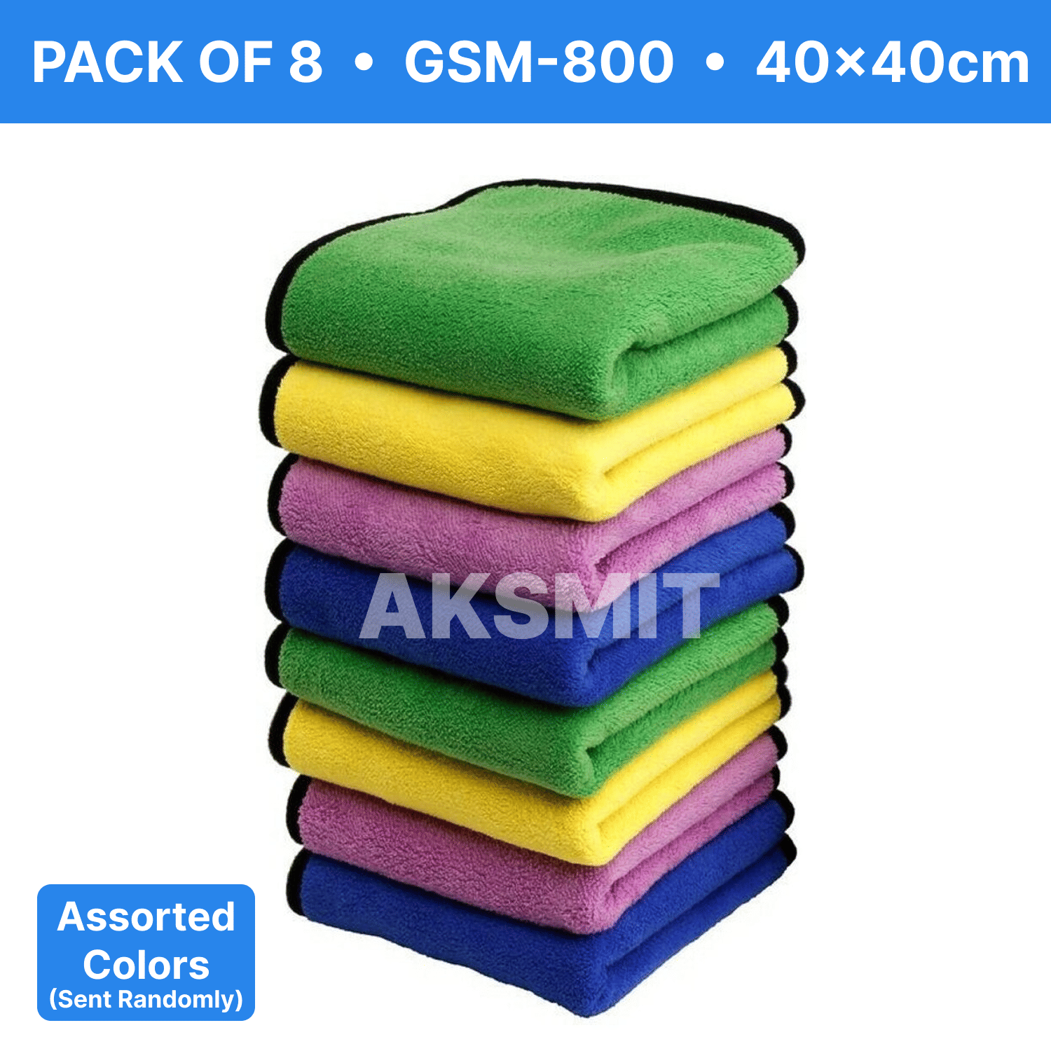     			AKSMIT Multicolor 800 GSM Microfiber Cloth For Automobile ( Pack of 8 )