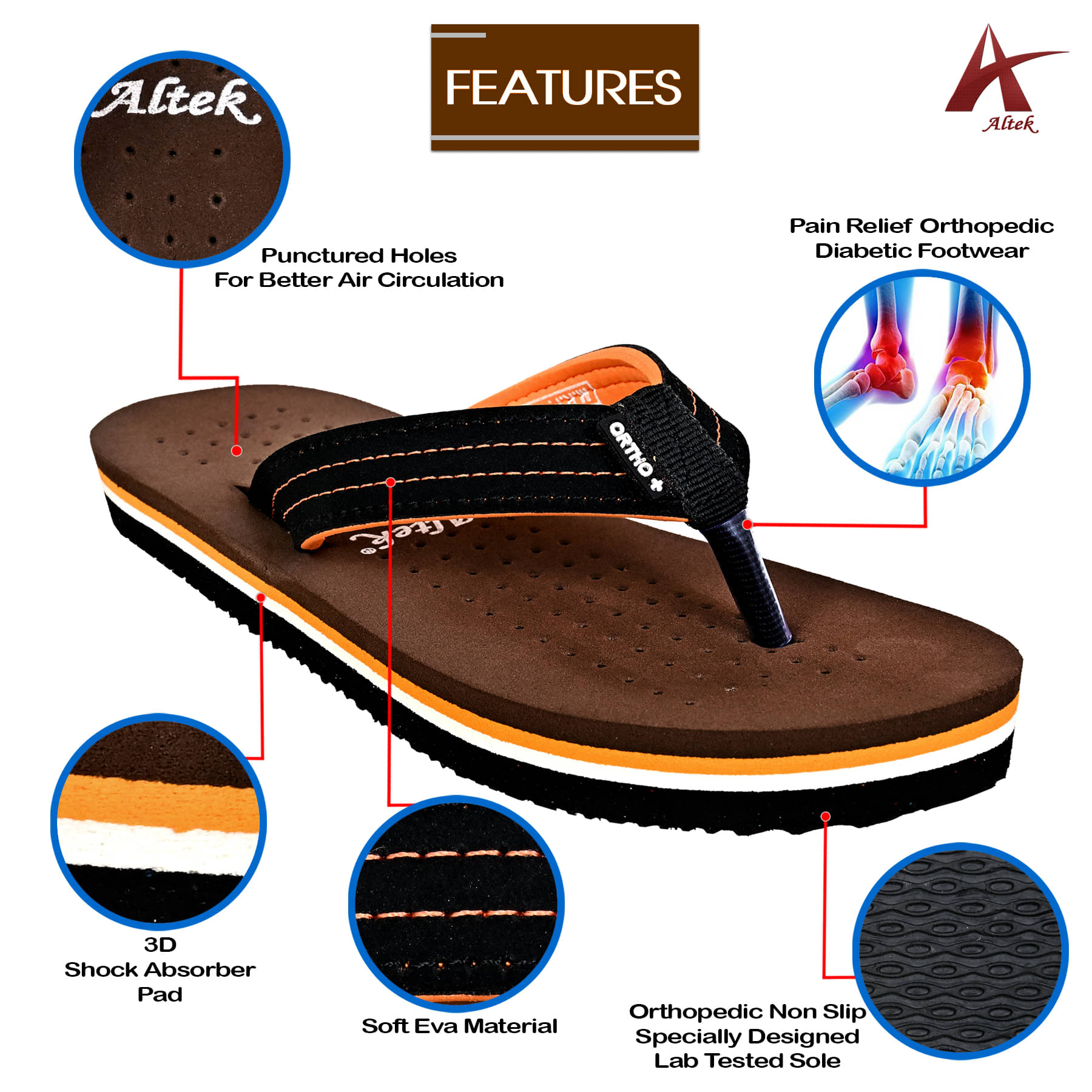     			Altek Brown Women's Flip Flop