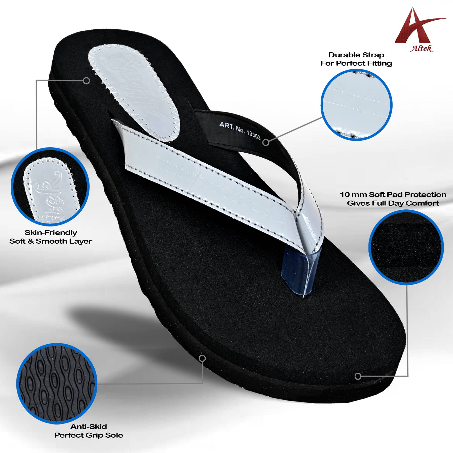     			Altek Grey Women's Flip Flop