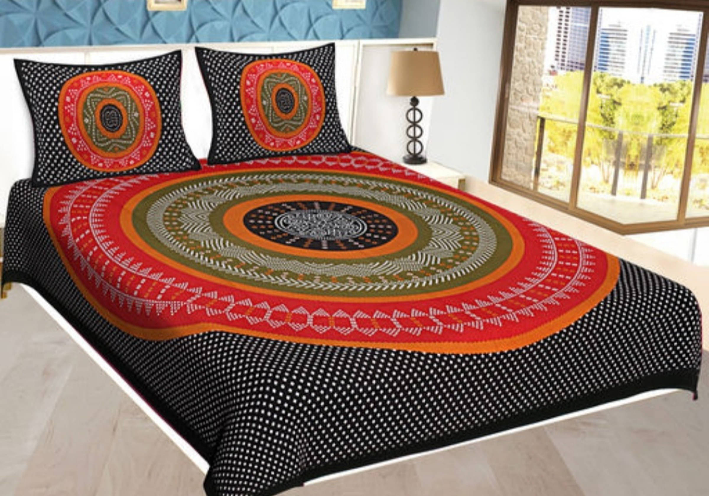 Batham Handloom Cotton 1 Double Bedsheet with 2 Pillow Covers ( Black ) Batham Handloom Cotton 1 Double Bedsheet with 2 Pillow Covers ( Black )