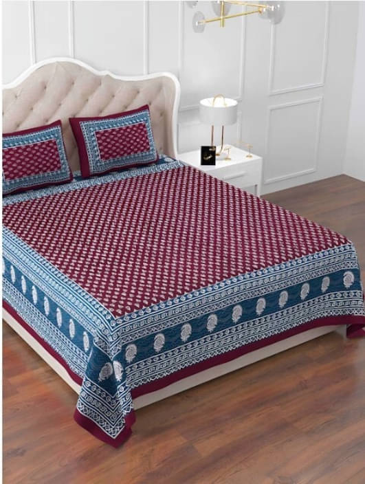 Batham Handloom Cotton 1 Double Bedsheet with 2 Pillow Covers ( Multicolor ) Batham Handloom Cotton 1 Double Bedsheet with 2 Pillow Covers ( Multicolor )