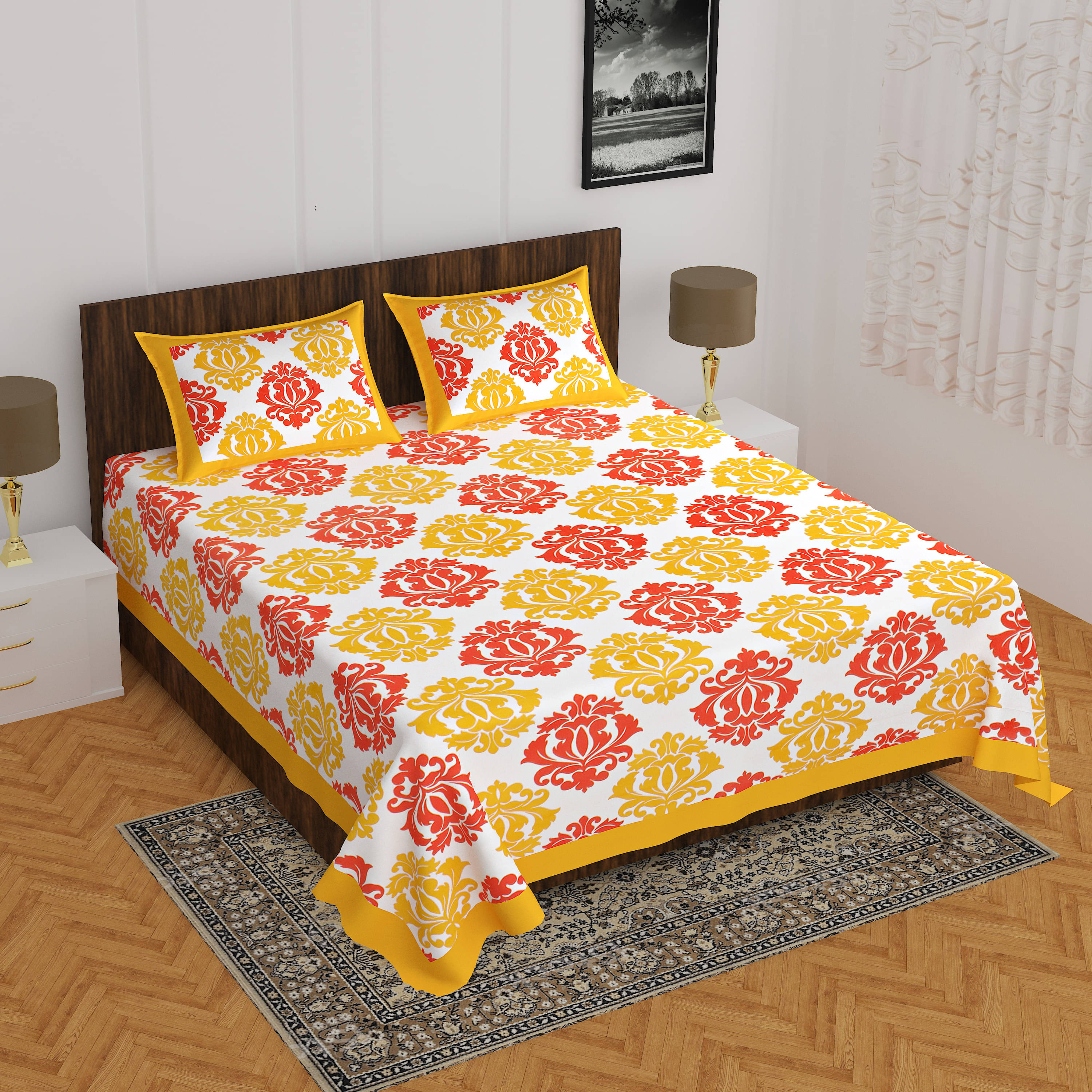 Batham Handloom Cotton 1 Double Bedsheet with 2 Pillow Covers ( Multicolor ) Batham Handloom Cotton 1 Double Bedsheet with 2 Pillow Covers ( Multicolor )