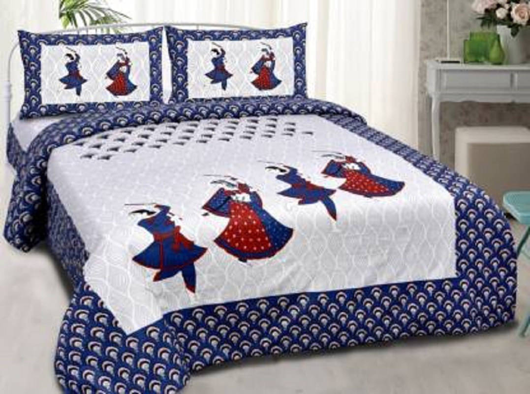     			Batham Handloom Cotton 1 Double Bedsheet with 2 Pillow Covers ( Multicolor )