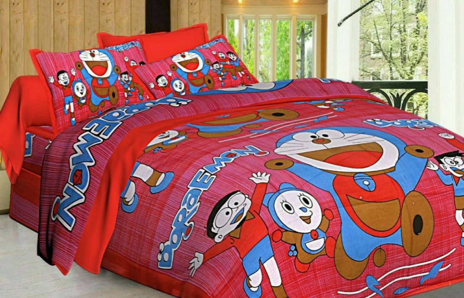 Batham Handloom Cotton 1 Double Bedsheet with 2 Pillow Covers ( Red ) Batham Handloom Cotton 1 Double Bedsheet with 2 Pillow Covers ( Red )