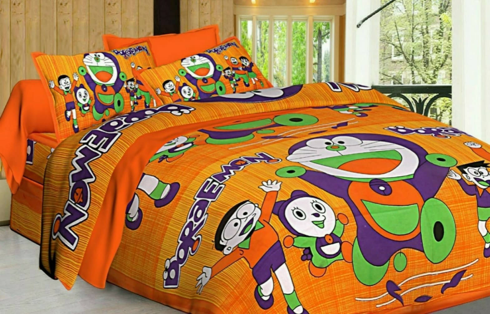 Batham Handloom Cotton 1 Double Bedsheet with 2 Pillow Covers ( Orange ) Batham Handloom Cotton 1 Double Bedsheet with 2 Pillow Covers ( Orange )