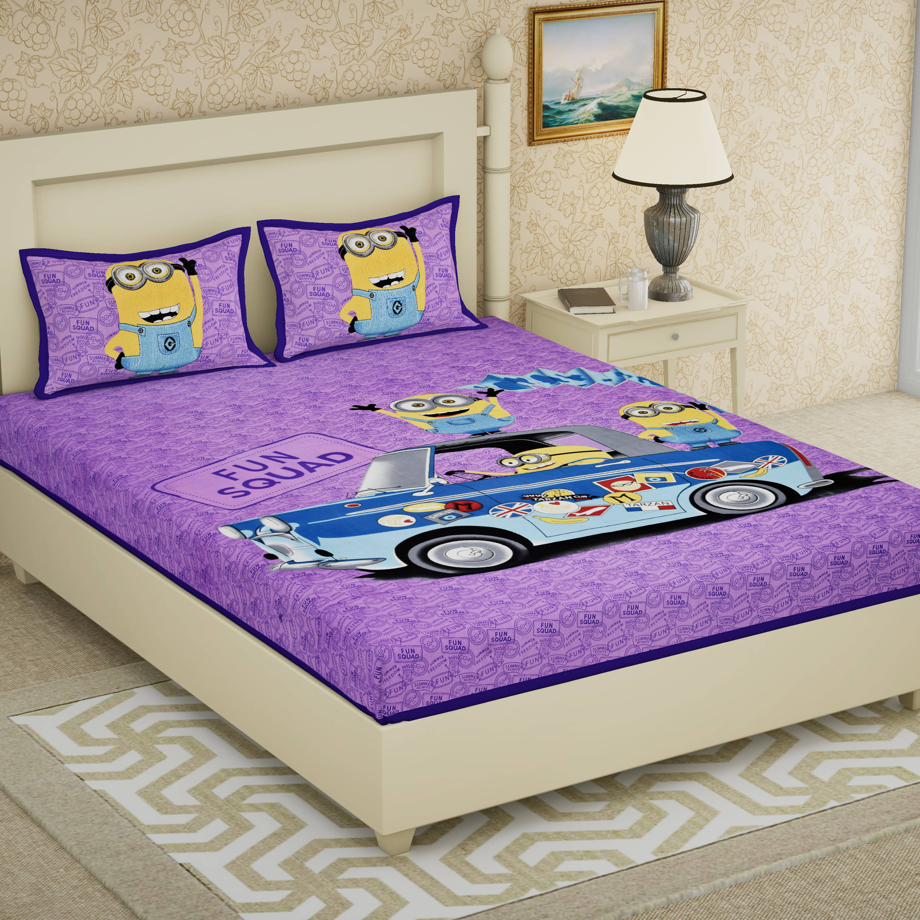 Batham Handloom Cotton 1 Double Bedsheet with 2 Pillow Covers ( Purple ) Batham Handloom Cotton 1 Double Bedsheet with 2 Pillow Covers ( Purple )