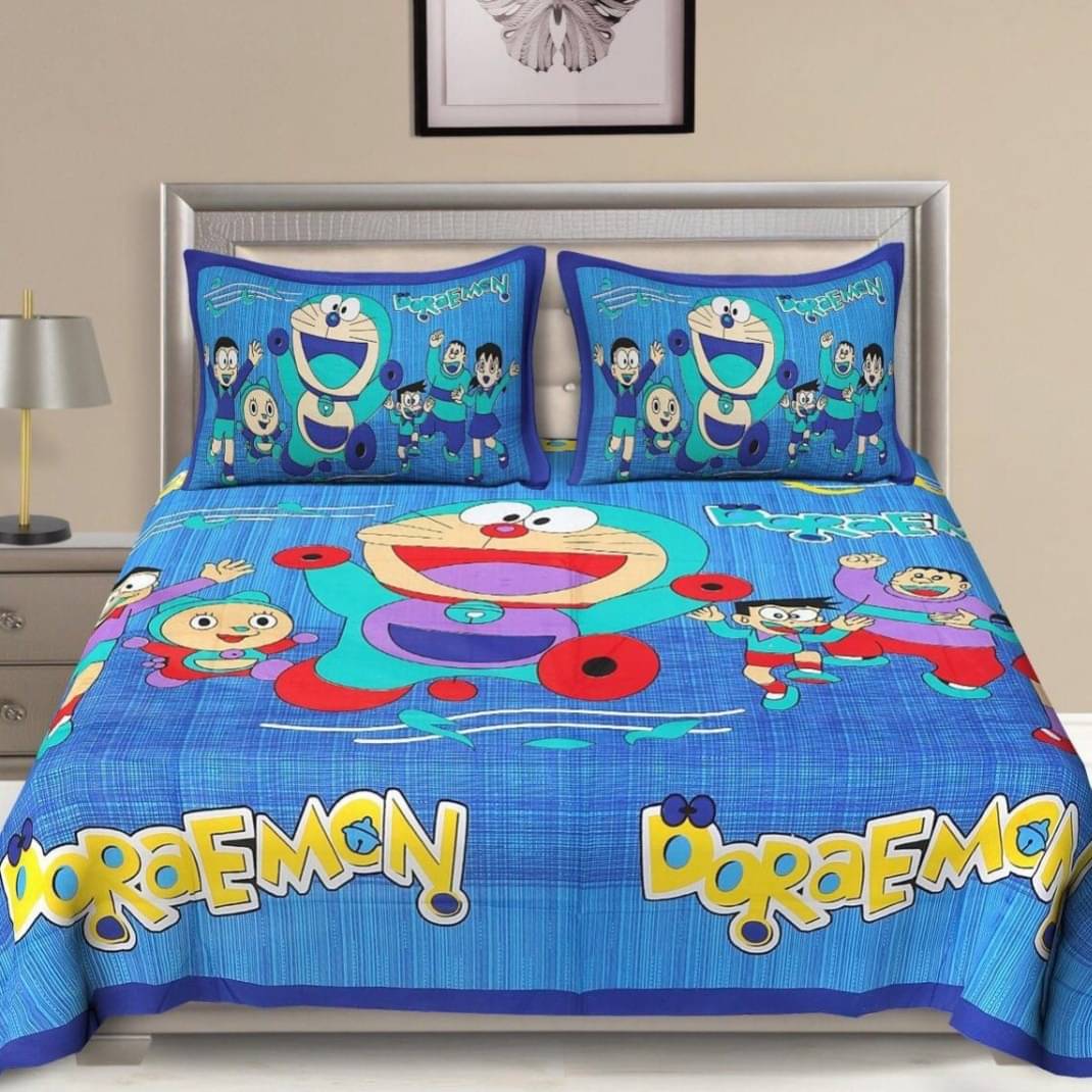 Batham Handloom Cotton 1 Double Bedsheet with 2 Pillow Covers ( Blue ) Batham Handloom Cotton 1 Double Bedsheet with 2 Pillow Covers ( Blue )