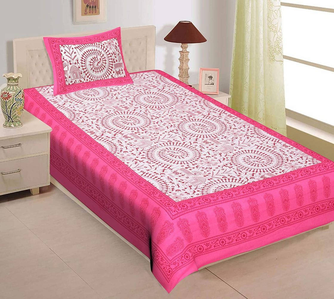     			Batham Handloom Cotton 1 Double Bedsheet with 2 Pillow Covers ( Multicolor )