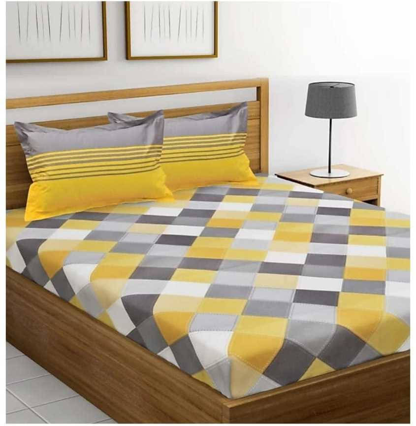 Batham Handloom Cotton 1 Double Bedsheet with 2 Pillow Covers ( Yellow ) Batham Handloom Cotton 1 Double Bedsheet with 2 Pillow Covers ( Yellow )