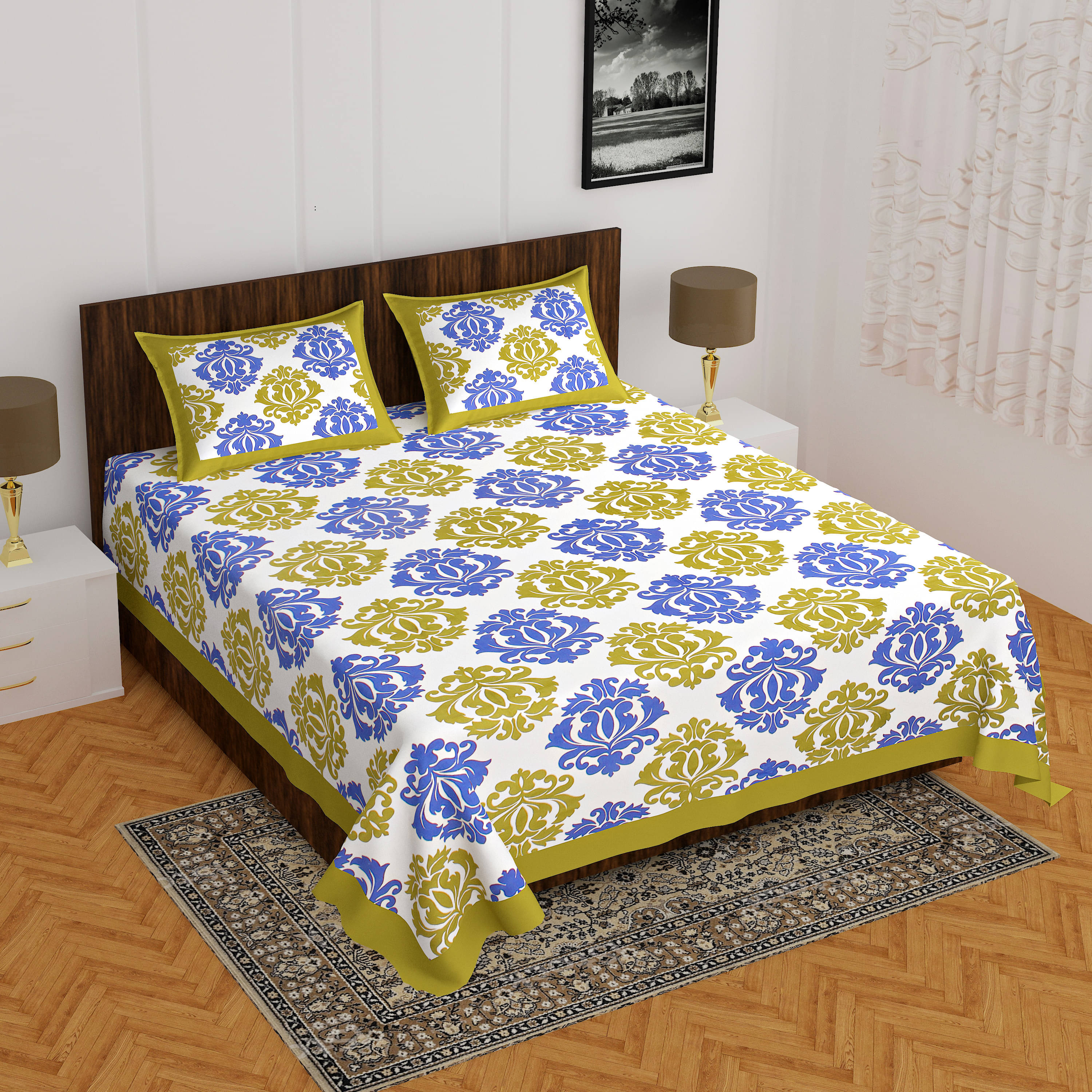 Batham Handloom Cotton 1 Double Bedsheet with 2 Pillow Covers ( Multicolor ) Batham Handloom Cotton 1 Double Bedsheet with 2 Pillow Covers ( Multicolor )