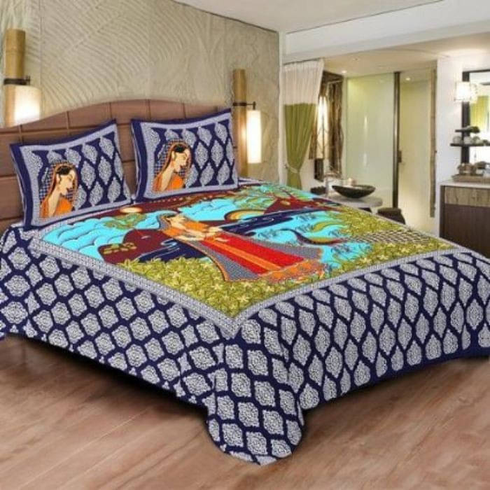     			Batham Handloom Cotton 1 Double Bedsheet with 2 Pillow Covers ( White )