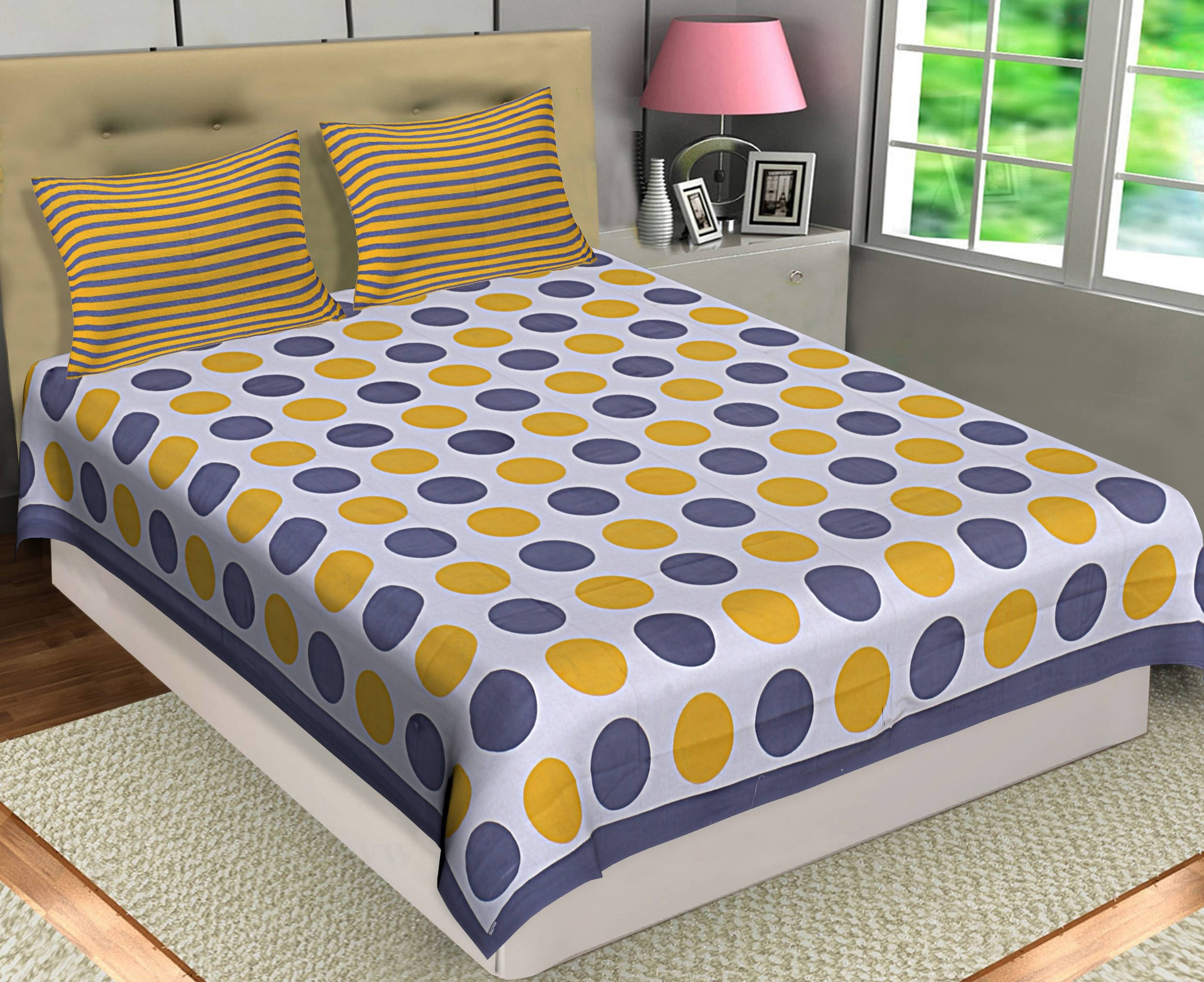    			Batham Handloom Cotton 1 Double Bedsheet with 2 Pillow Covers ( Multicolor )
