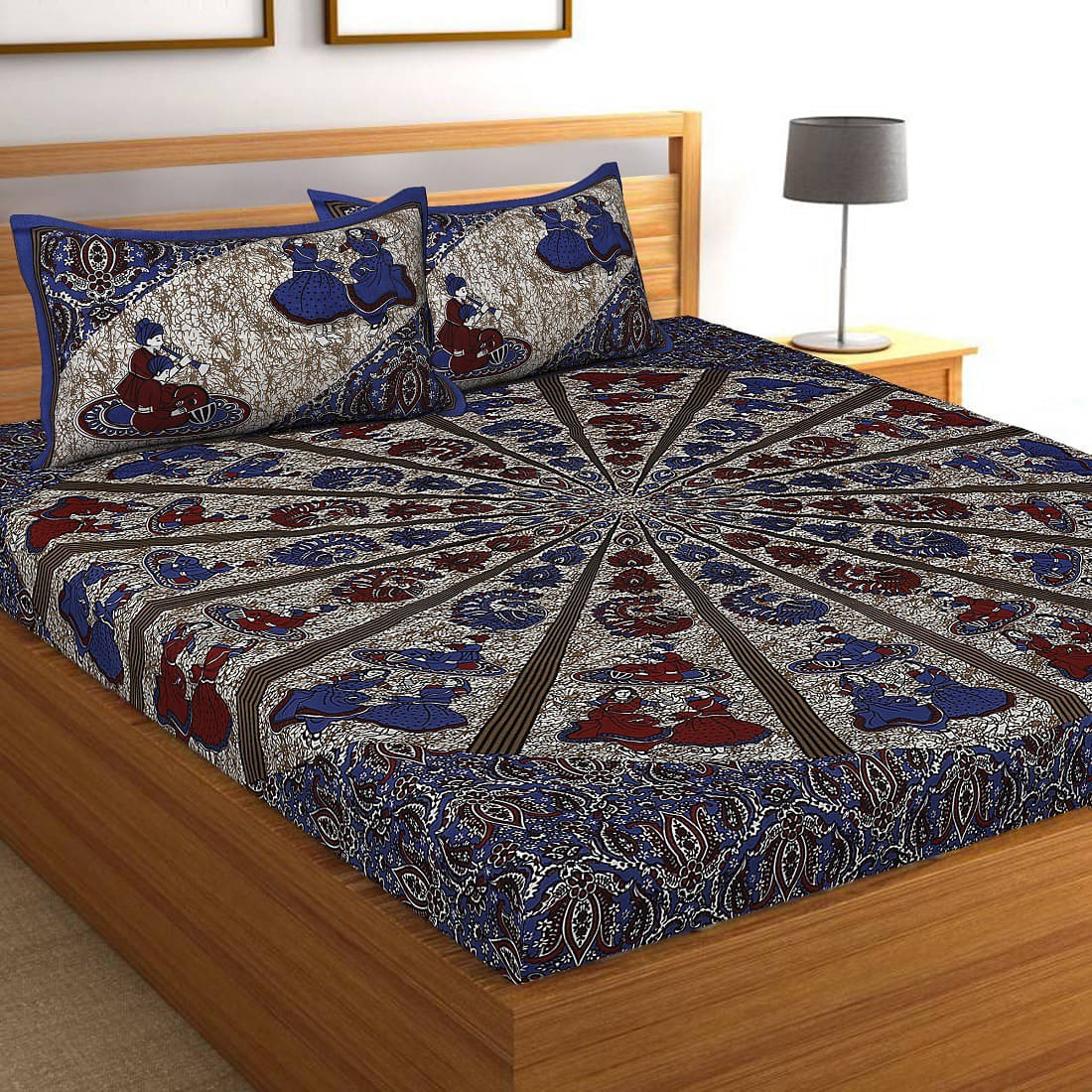 Batham Handloom Cotton 1 Double Bedsheet with 2 Pillow Covers ( Multicolor ) Batham Handloom Cotton 1 Double Bedsheet with 2 Pillow Covers ( Multicolor )