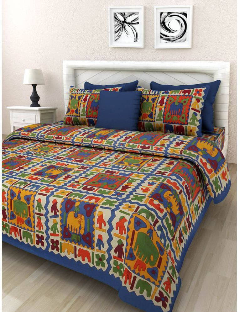 Batham Handloom Cotton 1 Double Bedsheet with 2 Pillow Covers ( Blue )     			Batham Handloom Cotton 1 Double Bedsheet with 2 Pillow Covers ( Blue )
