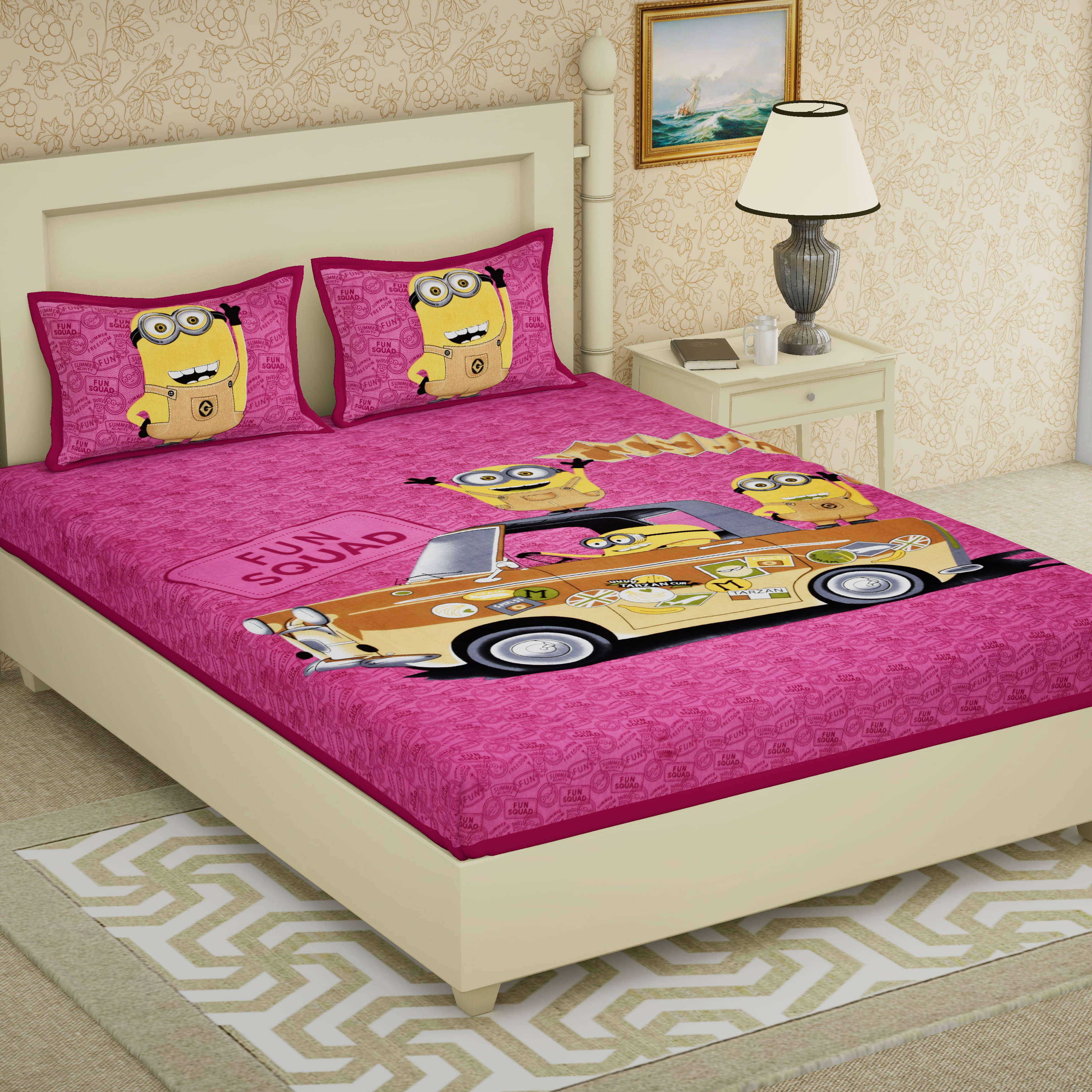 Batham Handloom Cotton 1 Double Bedsheet with 2 Pillow Covers ( Pink ) Batham Handloom Cotton 1 Double Bedsheet with 2 Pillow Covers ( Pink )