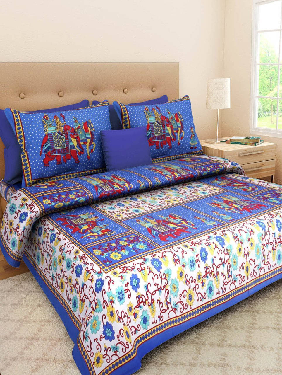 Batham Handloom Cotton 1 Double Bedsheet with 2 Pillow Covers ( Blue )     			Batham Handloom Cotton 1 Double Bedsheet with 2 Pillow Covers ( Blue )