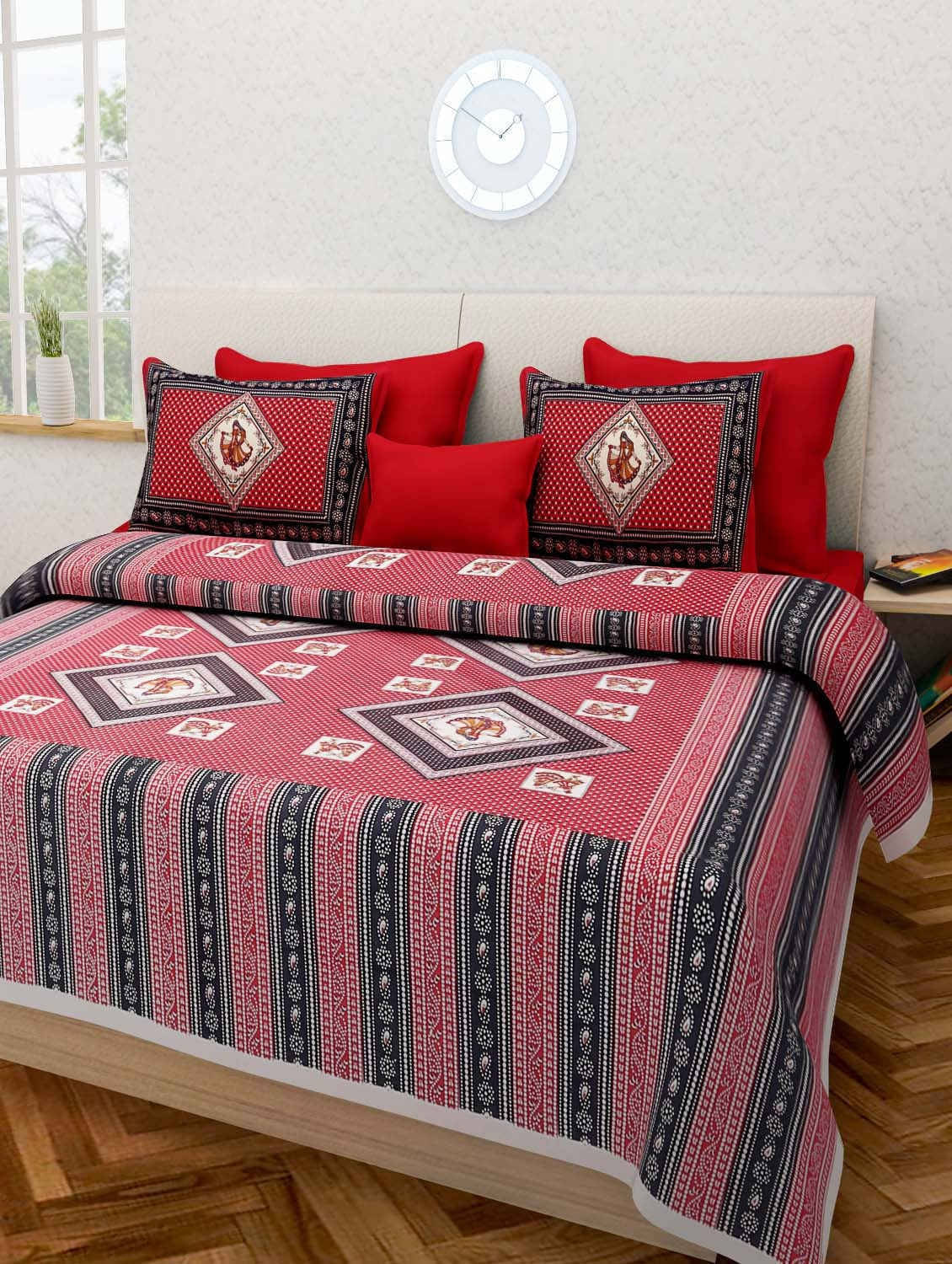 Batham Handloom Cotton 1 Double Bedsheet with 2 Pillow Covers ( Blue ) Batham Handloom Cotton 1 Double Bedsheet with 2 Pillow Covers ( Blue )
