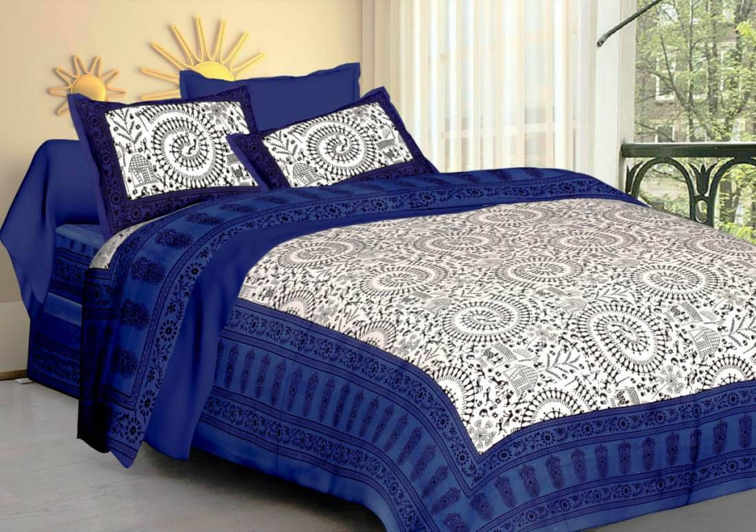     			Batham Handloom Cotton 1 Double Bedsheet with 2 Pillow Covers ( White )