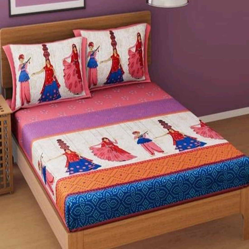 Batham Handloom Cotton 1 Double Bedsheet with 2 Pillow Covers ( Pink ) Batham Handloom Cotton 1 Double Bedsheet with 2 Pillow Covers ( Pink )