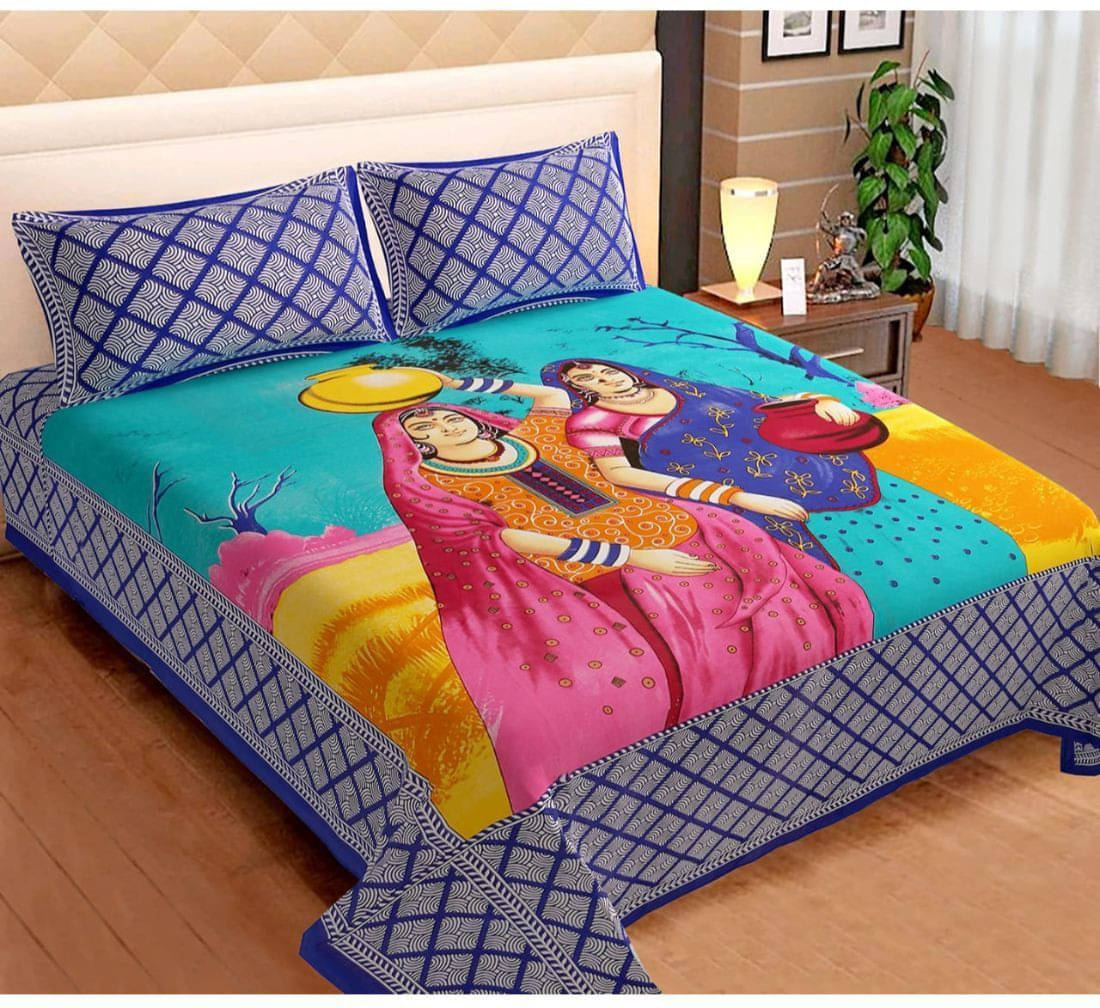     			Batham Handloom Cotton 1 Double Bedsheet with 2 Pillow Covers ( Beige )