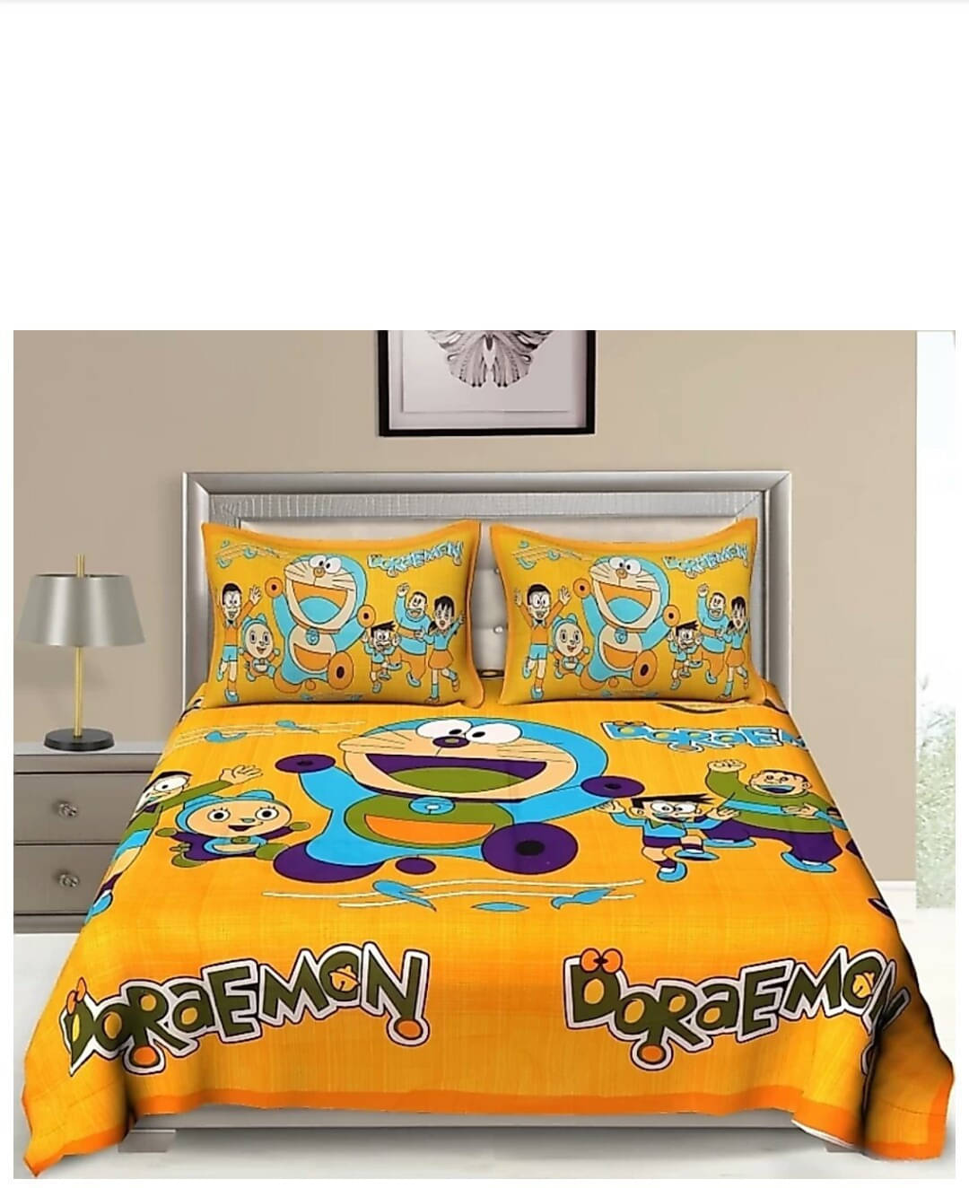 Batham Handloom Cotton 1 Double Bedsheet with 2 Pillow Covers ( Yellow ) Batham Handloom Cotton 1 Double Bedsheet with 2 Pillow Covers ( Yellow )