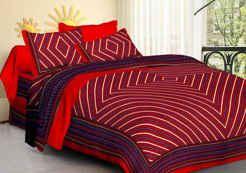     			Batham Handloom Cotton 1 Double Bedsheet with 2 Pillow Covers ( Multicolor )