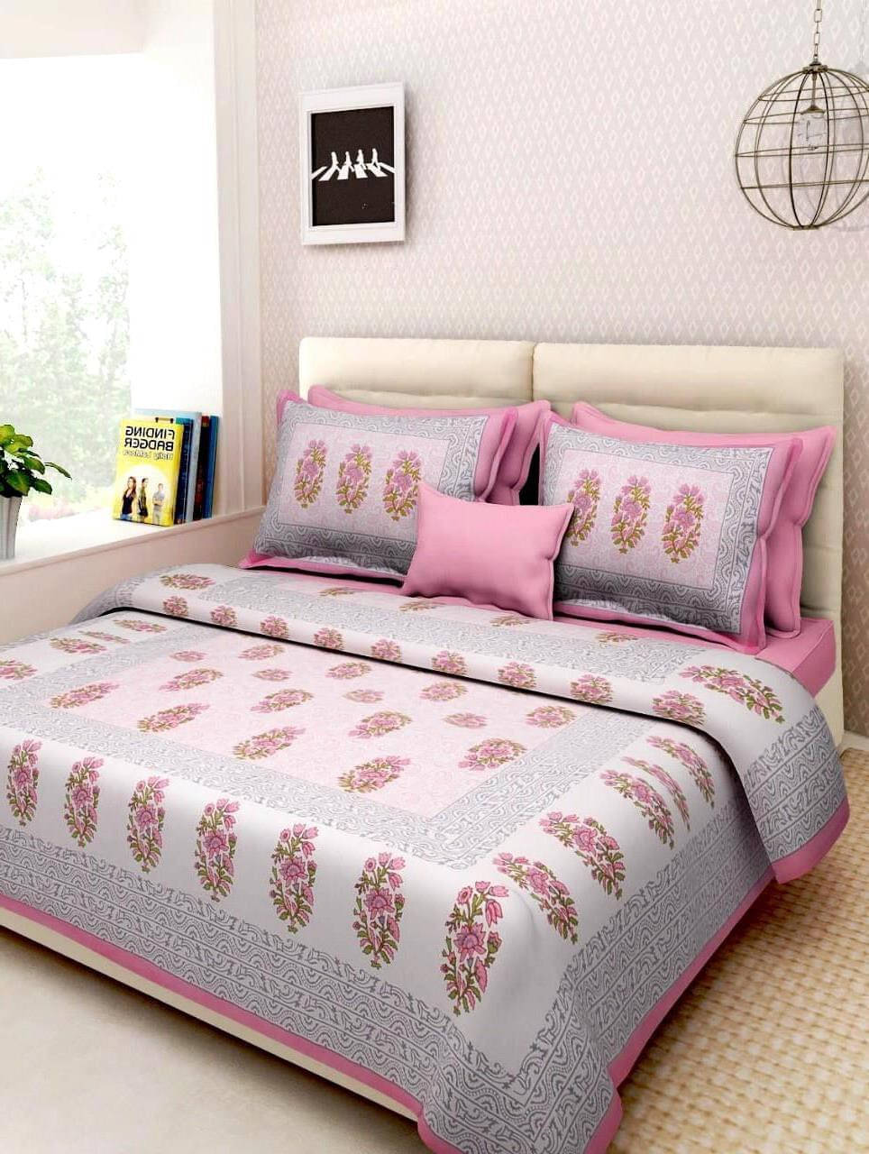 Batham Handloom Cotton 1 Double Bedsheet with 2 Pillow Covers ( Pink )     			Batham Handloom Cotton 1 Double Bedsheet with 2 Pillow Covers ( Pink )