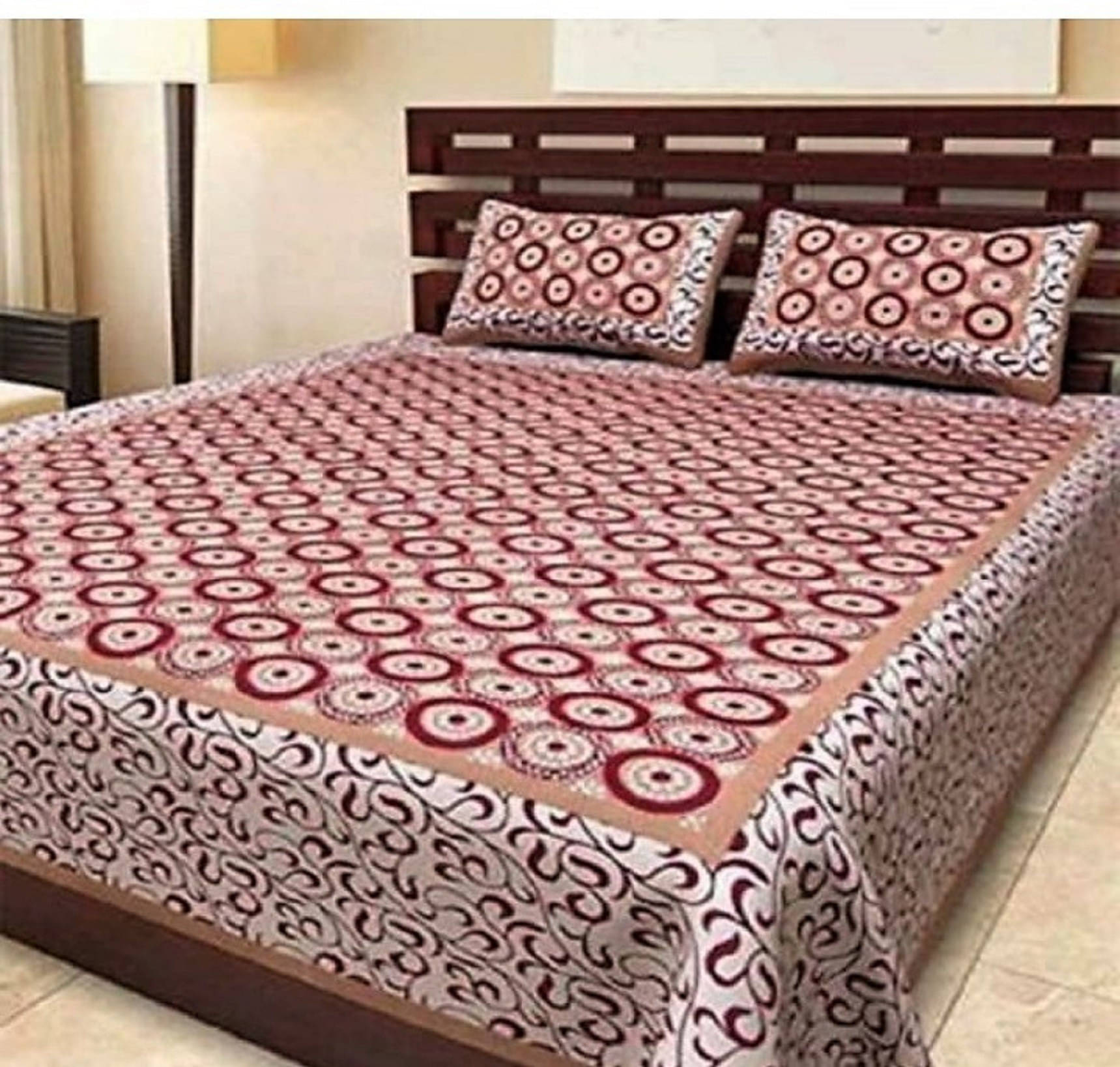     			Batham Handloom Cotton 1 Double Bedsheet with 2 Pillow Covers ( Red )