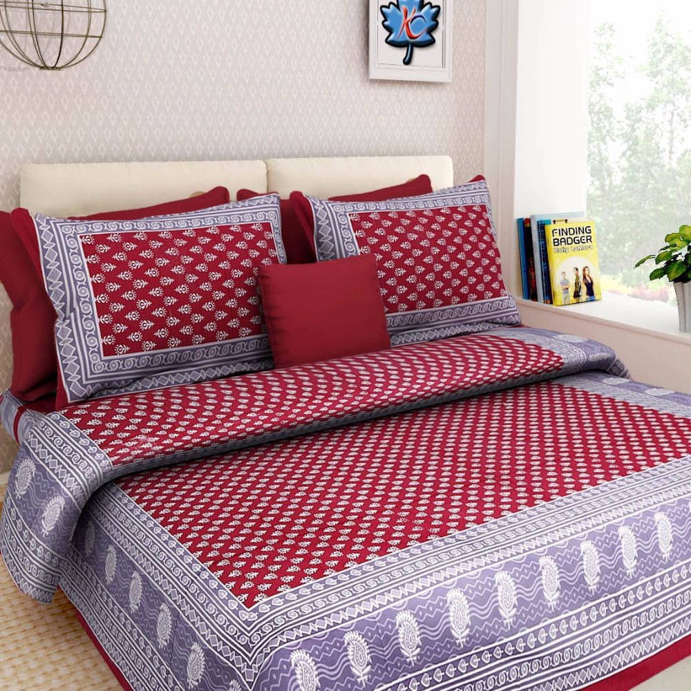Batham Handloom Cotton 1 Double Bedsheet with 2 Pillow Covers ( Blue ) Batham Handloom Cotton 1 Double Bedsheet with 2 Pillow Covers ( Blue )