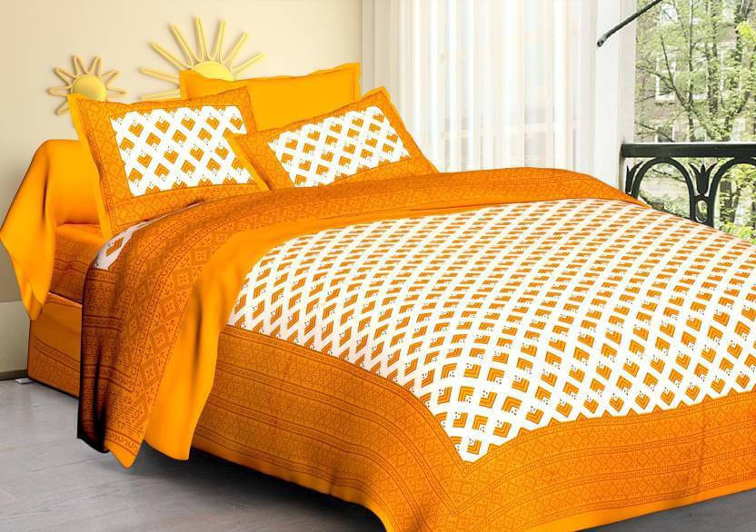     			Batham Handloom Cotton 1 Double Bedsheet with 2 Pillow Covers ( Multicolor )