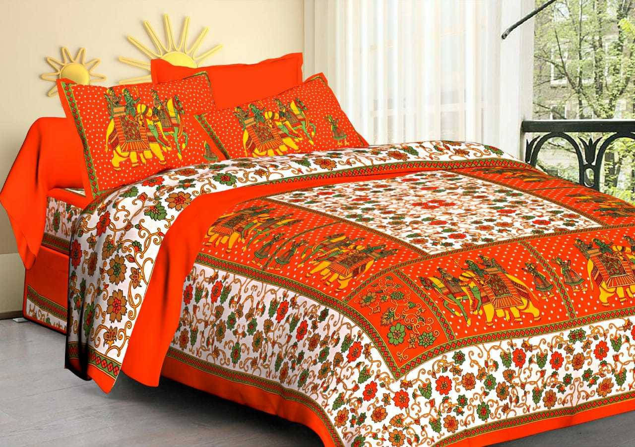     			Batham Handloom Cotton 1 Double Bedsheet with 2 Pillow Covers ( Multicolor )