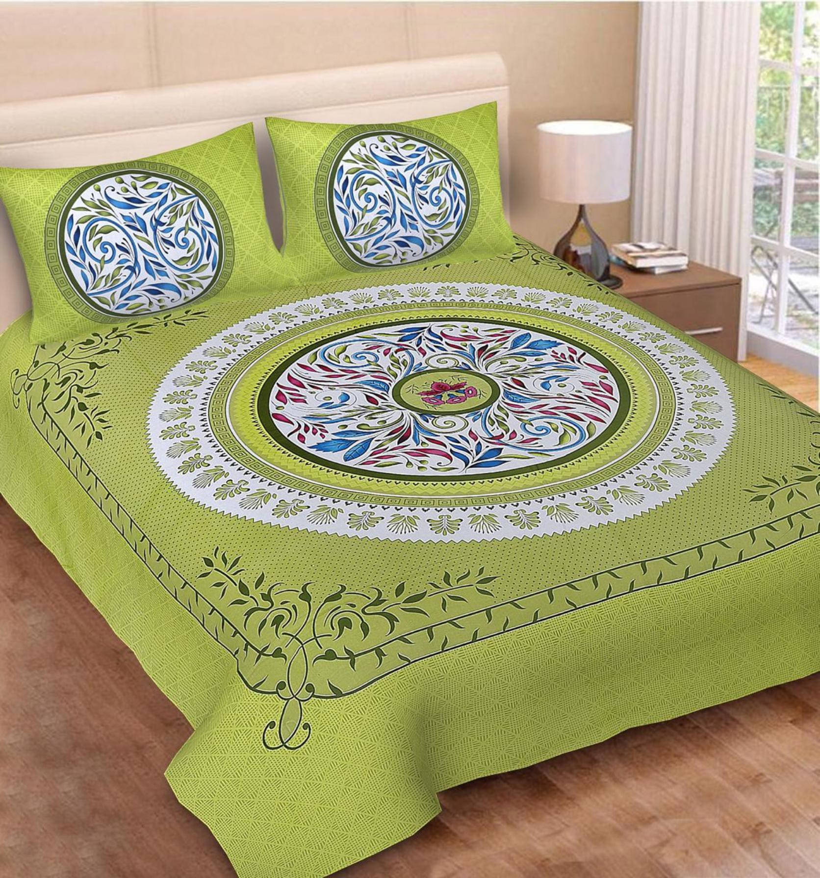     			Batham Handloom Cotton 1 Double Bedsheet with 2 Pillow Covers ( Multicolor )