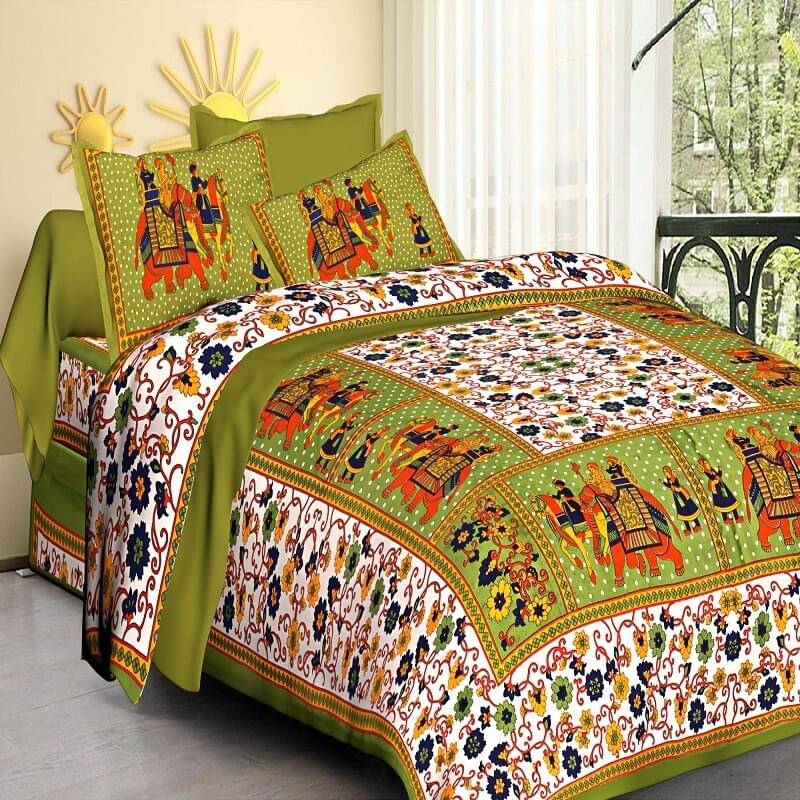 Batham Handloom Cotton 1 Double Bedsheet with 2 Pillow Covers ( Yellow )     			Batham Handloom Cotton 1 Double Bedsheet with 2 Pillow Covers ( Yellow )