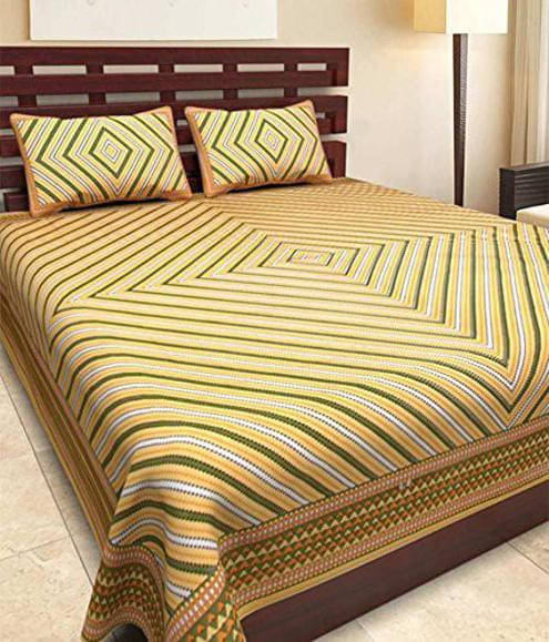 Batham Handloom Cotton 1 Double Bedsheet with 2 Pillow Covers ( Yellow ) Batham Handloom Cotton 1 Double Bedsheet with 2 Pillow Covers ( Yellow )