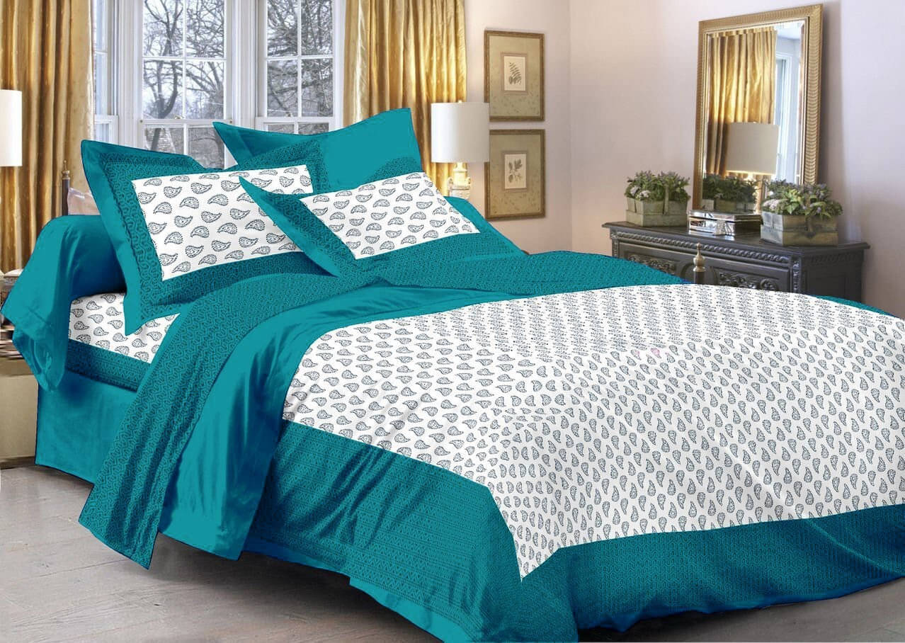 Batham Handloom Cotton 1 Double Bedsheet with 2 Pillow Covers ( Green ) Batham Handloom Cotton 1 Double Bedsheet with 2 Pillow Covers ( Green )