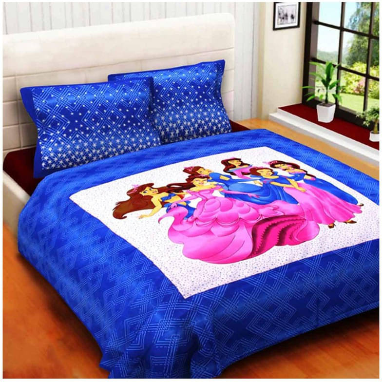 Batham Handloom Cotton 1 Double Bedsheet with 2 Pillow Covers ( Blue ) Batham Handloom Cotton 1 Double Bedsheet with 2 Pillow Covers ( Blue )