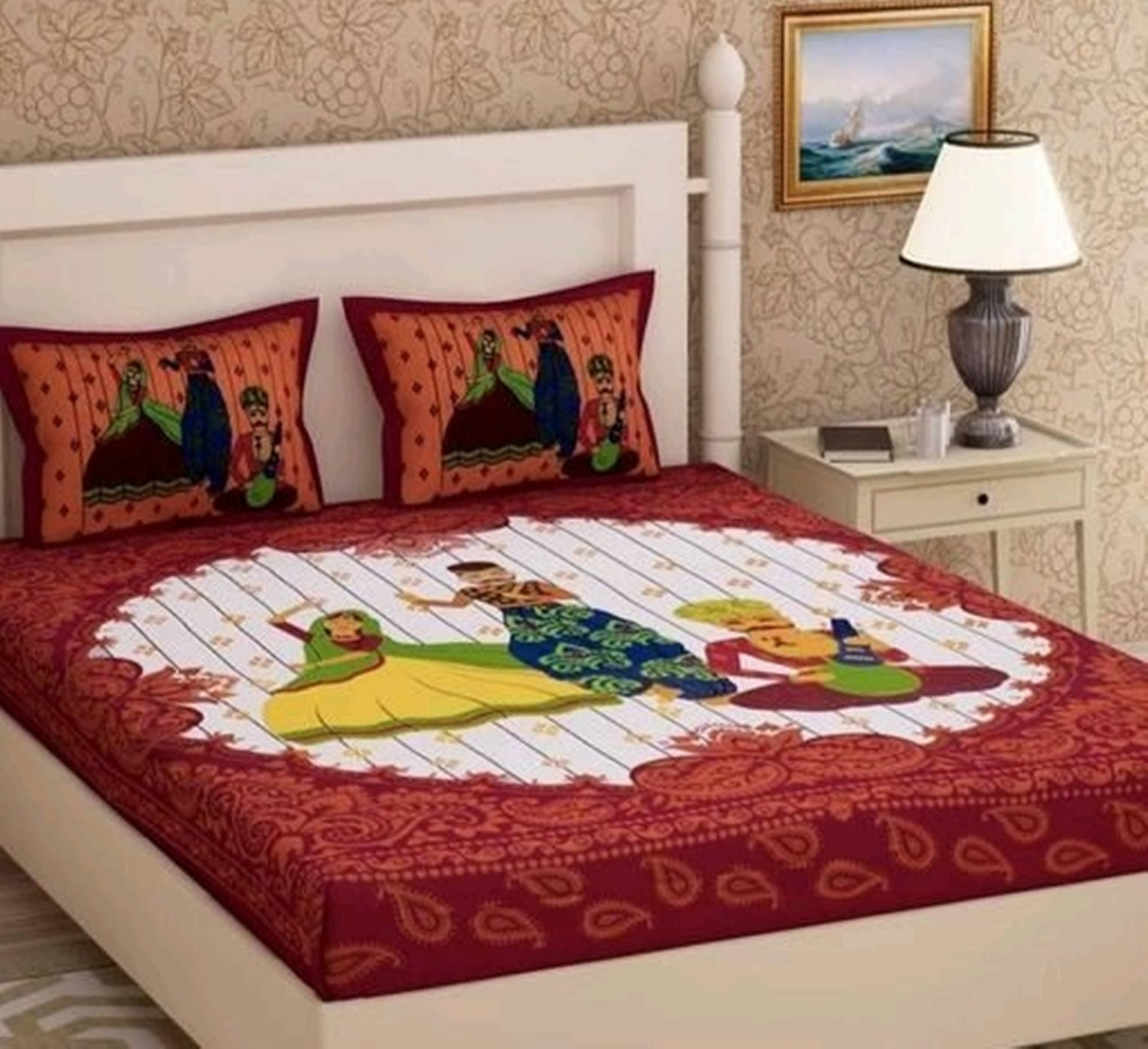 Batham Handloom Cotton 1 Double Bedsheet with 2 Pillow Covers ( Brown ) Batham Handloom Cotton 1 Double Bedsheet with 2 Pillow Covers ( Brown )