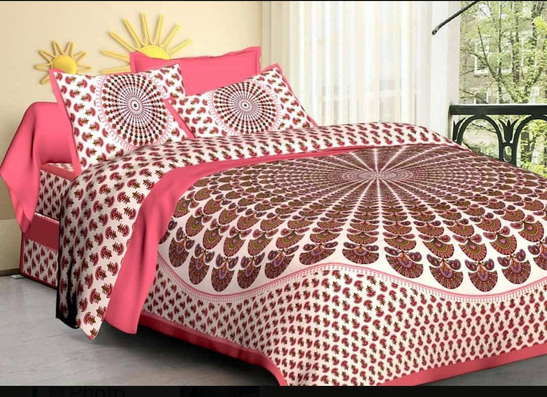     			Batham Handloom Cotton 1 Double Bedsheet with 2 Pillow Covers ( Multicolor )