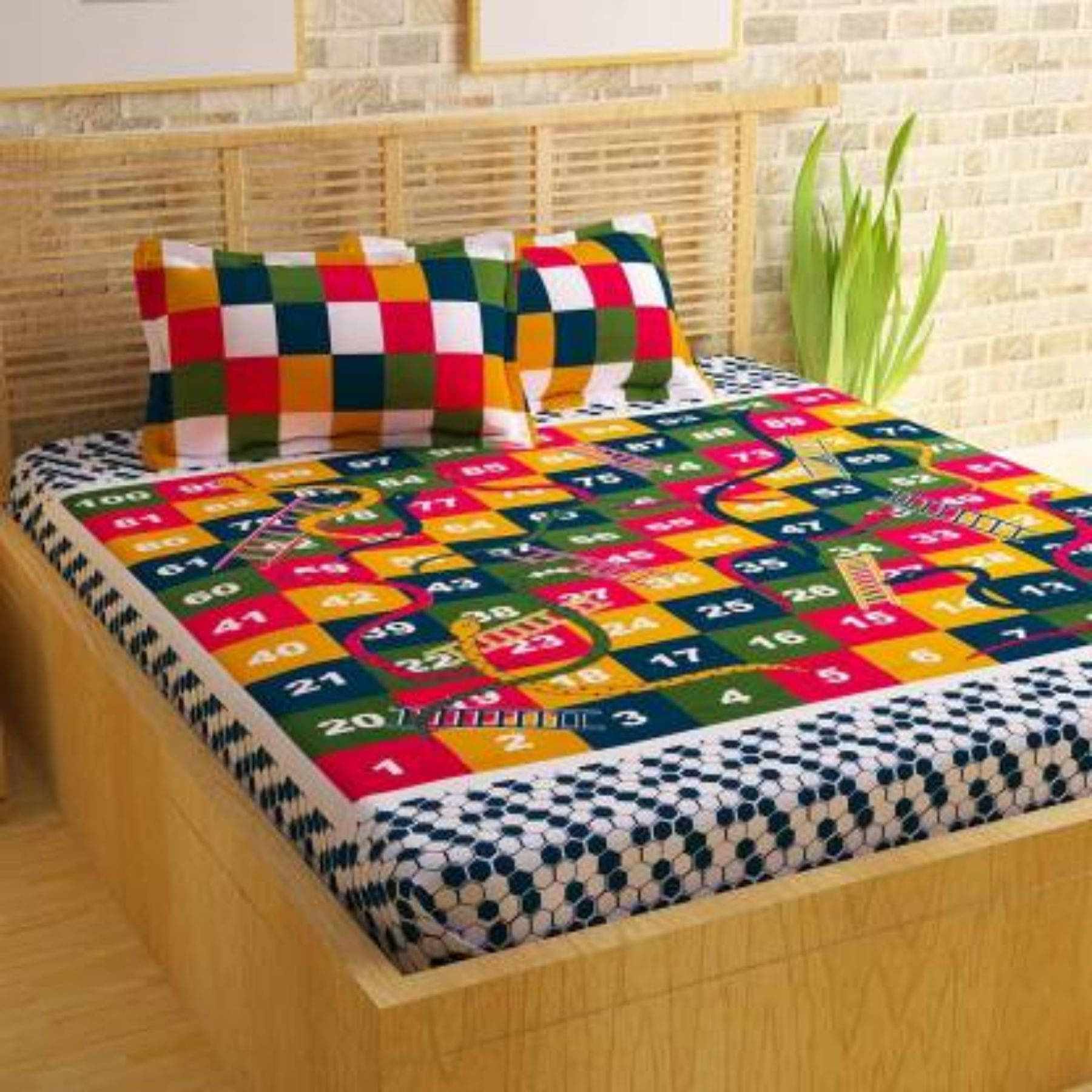     			Batham Handloom Cotton 1 Double Bedsheet with 2 Pillow Covers ( Multicolor )
