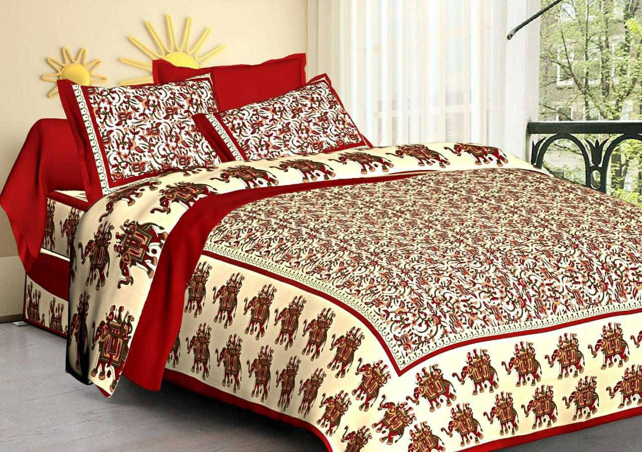 Batham Handloom Cotton 1 Double Bedsheet with 2 Pillow Covers ( Red ) Batham Handloom Cotton 1 Double Bedsheet with 2 Pillow Covers ( Red )