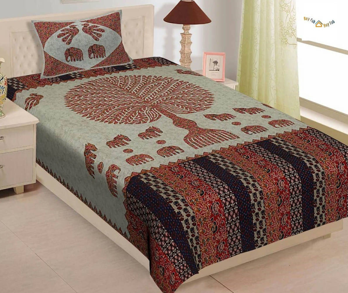 Batham Handloom Cotton 1 Single Bedsheet with 2 Pillow Covers ( Multicolor ) Batham Handloom Cotton 1 Single Bedsheet with 2 Pillow Covers ( Multicolor )