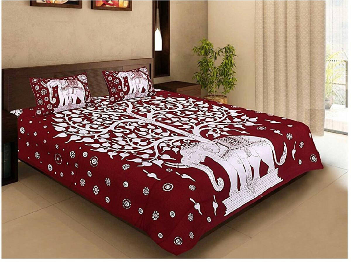     			Batham Handloom Cotton 1 Single Bedsheet with 2 Pillow Covers ( Multicolor )