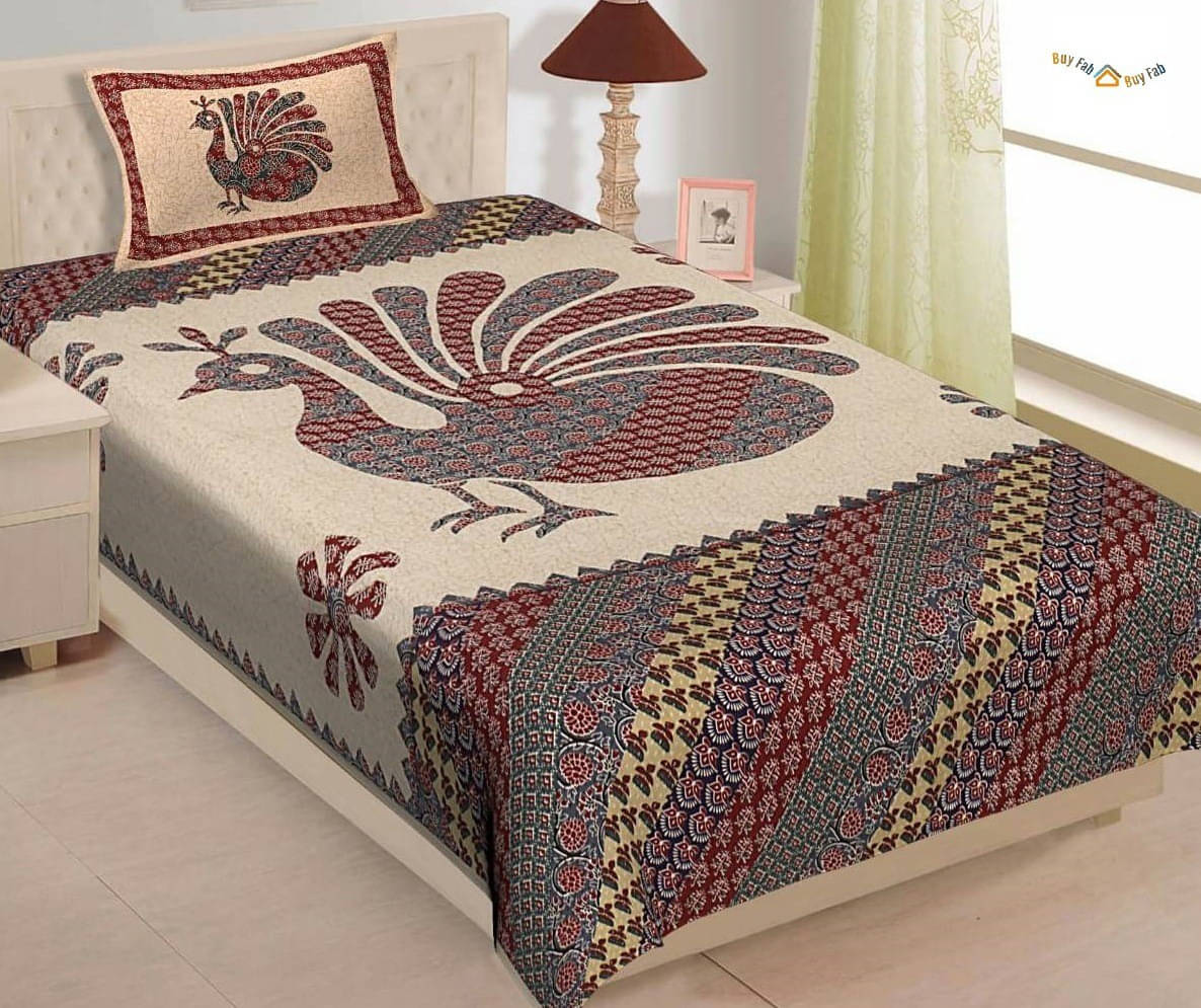 Batham Handloom Cotton 1 Single Bedsheet with 2 Pillow Covers ( Grey ) Batham Handloom Cotton 1 Single Bedsheet with 2 Pillow Covers ( Grey )